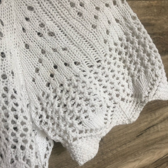 Vintage Boho Crochet White Cotton Knit Top Large - Picture 3 of 8